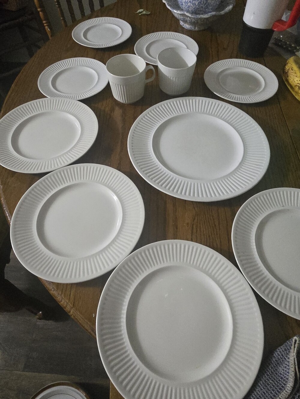 Johnson Brothers Ironstone Athena Pattern Dinnerware 11 Piece Set White Fluted
